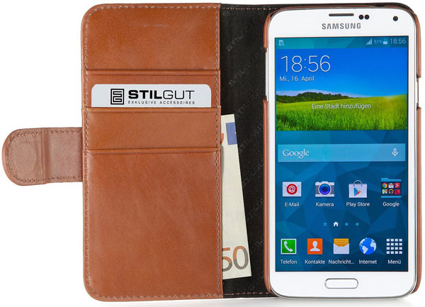 Housse Samsung Galaxy S5 en cuir cognac