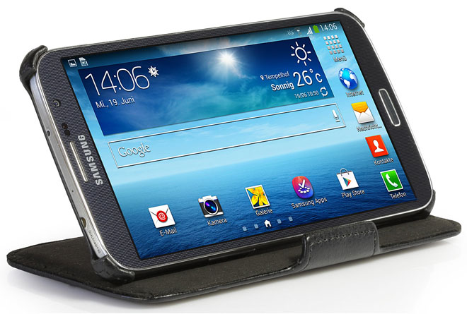 housse Samsung Galaxy Mega 6.3 en cuir noir