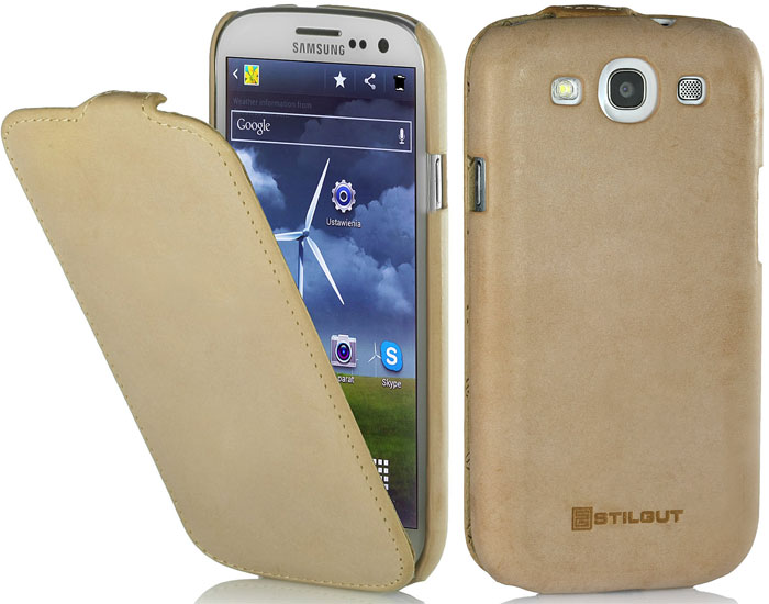 Housse Samsung Galaxy S3 en cuir beige