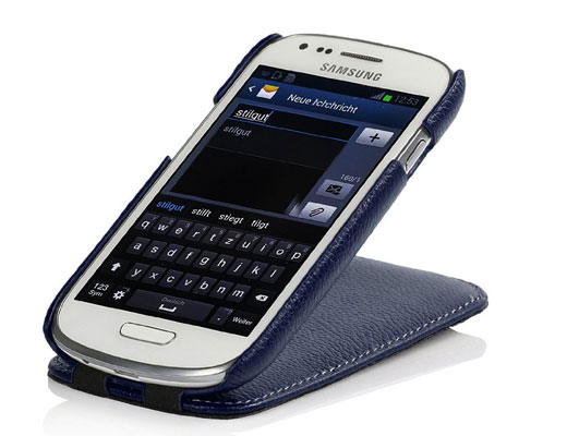housse Samsung Galaxy S3 mini en cuir bleu-marine