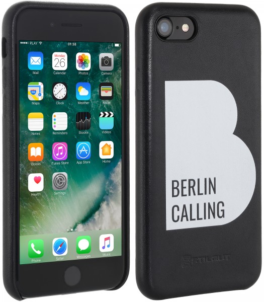 StilGut - Coque iPhone 7 Berlin Calling en cuir - Like Berlin Edition