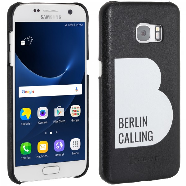StilGut - Coque Samsung Galaxy S7 Berlin Calling en cuir - Like Berlin Edition