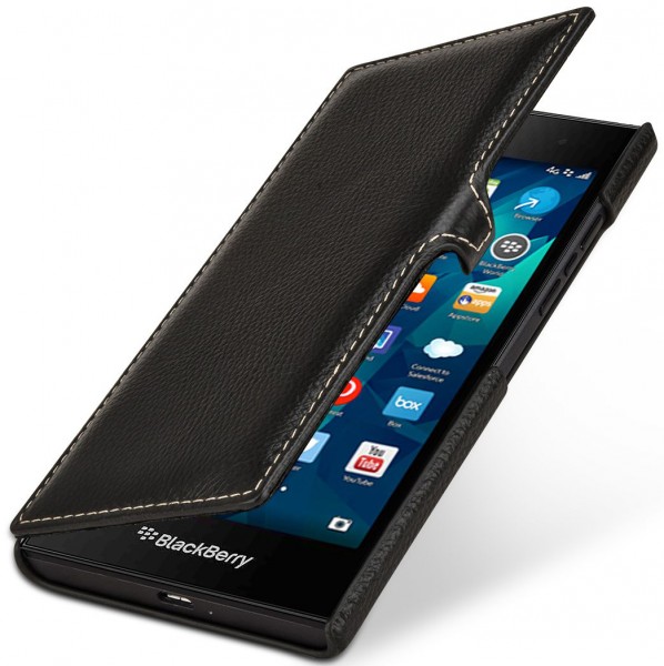 StilGut - Étui BlackBerry Leap Book Type en cuir avec clip